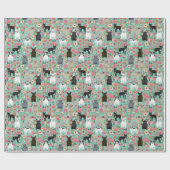 Franse Bulldog Florals Cadeaupapier (Vlak)