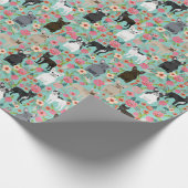 Franse Bulldog Florals Cadeaupapier (Hoek)