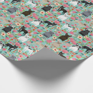 Franse Bulldog Florals Cadeaupapier