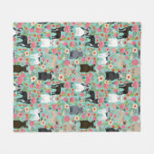 Franse Bulldog Florals Fleece Deken (Voorkant (Horizontaal))