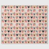 Franse Bulldog Florals Wrapping Paper - schattige  Cadeaupapier (Vlak)