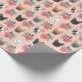 Franse Bulldog Florals Wrapping Paper - schattige  Cadeaupapier (Hoek)