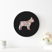 Franse Bulldog Flower Pattern Frenchie Bulldogs Grote Klok (Huis)
