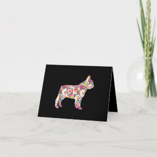 Franse Bulldog Flower Pattern Frenchie Bulldogs Kaart
