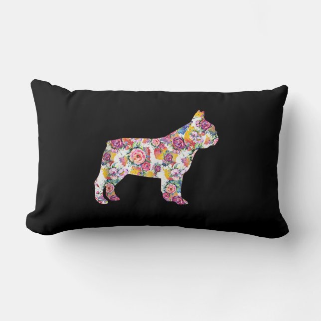 Franse Bulldog Flower Pattern Frenchie Bulldogs Kussen (Voorkant)