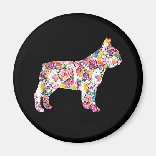 Franse Bulldog Flower Pattern Frenchie Bulldogs Magneet (Voorkant)