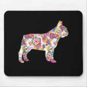 Franse Bulldog Flower Pattern Frenchie Bulldogs Muismat (Voorkant)