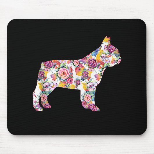 Franse Bulldog Flower Pattern Frenchie Bulldogs Muismat (Voorkant)
