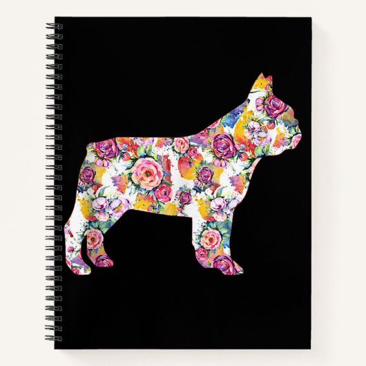 Franse Bulldog Flower Pattern Frenchie Bulldogs Notitieboek (Voorkant)