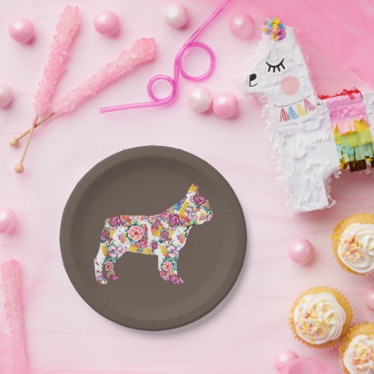 Franse Bulldog Flower Pattern Frenchie Bulldogs Papieren Bordje (Feest)
