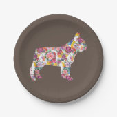 Franse Bulldog Flower Pattern Frenchie Bulldogs Papieren Bordje (Voorkant)