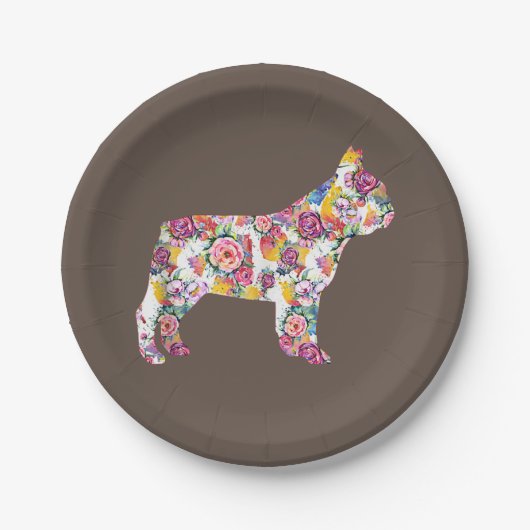 Franse Bulldog Flower Pattern Frenchie Bulldogs Papieren Bordje (Voorkant)
