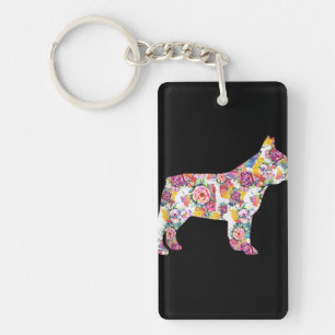 Franse Bulldog Flower Pattern Frenchie Bulldogs Sleutelhanger