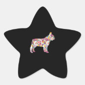Franse Bulldog Flower Pattern Frenchie Bulldogs Ster Sticker (Voorkant)