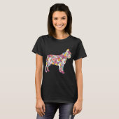 Franse Bulldog Flower Pattern Frenchie Bulldogs T-shirt (Voorkant volledig)