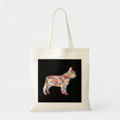 Franse Bulldog Flower Pattern Frenchie Bulldogs Tote Bag (Voorkant)