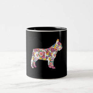 Franse Bulldog Flower Pattern Frenchie Bulldogs Tweekleurige Koffiemok