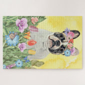 Franse Bulldog Flowers Legpuzzel (Horizontaal)