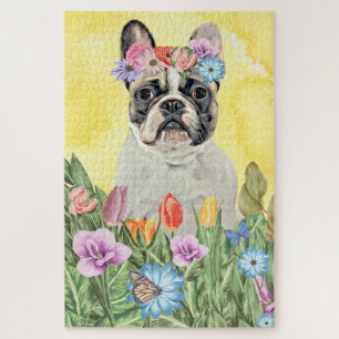 Franse Bulldog Flowers Legpuzzel