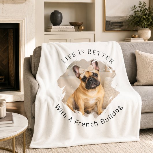 Franse Bulldog Foto Leven is Beter Fleece Deken