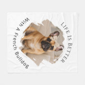 Franse Bulldog Foto Leven is Beter Fleece Deken (Voorkant (Horizontaal))