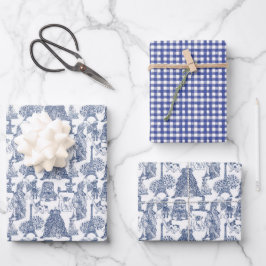 FRANSE BULLDOG franchise blauw toilet Inpakpapier Vel