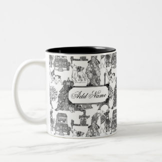 FRANSE BULLDOG franchise zwart toilet w/aangepaste Tweekleurige Koffiemok