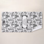 FRANSE BULLDOG franchise zwart w / maatwerk Badhanddoek (Badhanddoek)