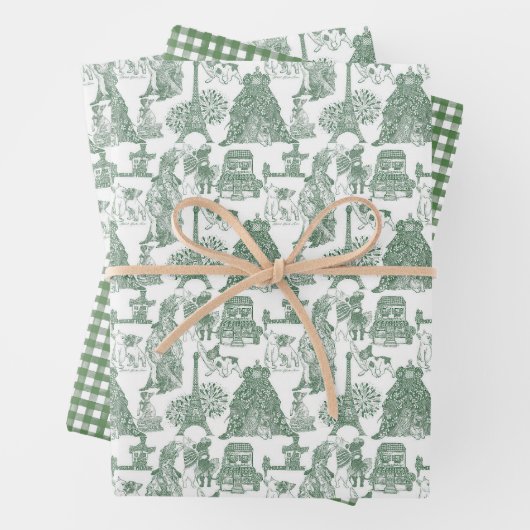 FRANSE BULLDOG frans groen toilet Inpakpapier Vel (In situ)