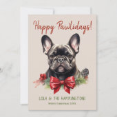 Franse Bulldog franse hond kerst pawholidays Feestdagenkaart (Voorkant)