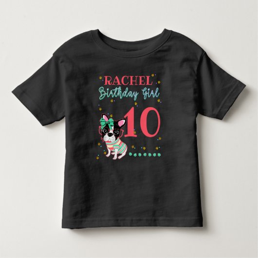 Franse Bulldog Frenchie Birthday Girl Kinder Shirts (Voorkant)