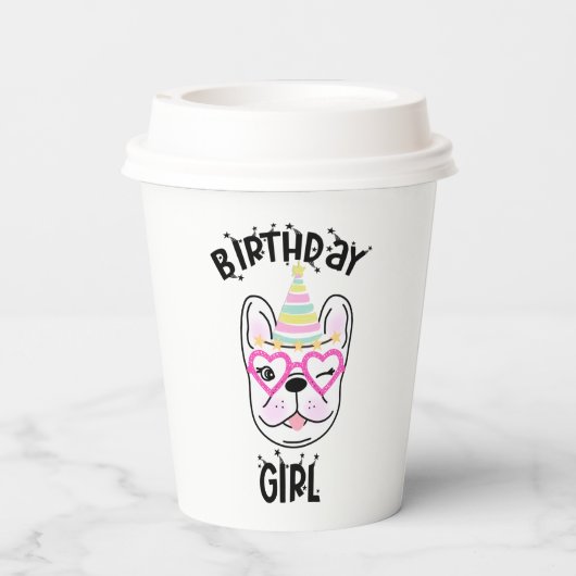 Franse Bulldog Frenchie Birthday Party Papieren Bekers (Achterkant)