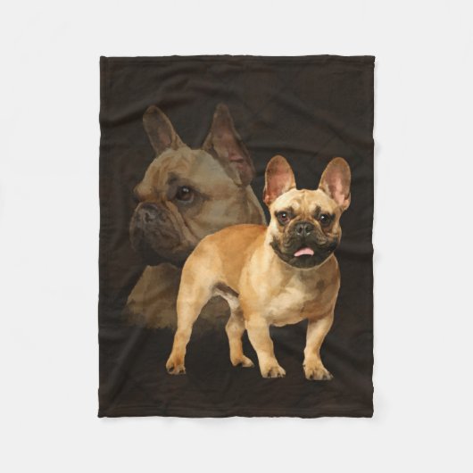 Franse Bulldog - Frenchie - Brown Play Fleece Deken (Voorkant)