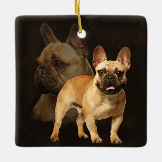 Franse Bulldog - Frenchie - Brown Play Keramisch Ornament (Voorkant)