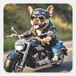 Franse Bulldog "Frenchie Dog on Motorcycle Sticker