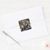 Franse Bulldog "Frenchie Dog on Motorcycle Sticker (Envelop)