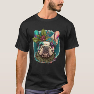 Franse Bulldog Frenchie Hippie Mandala zonnebloem T-shirt