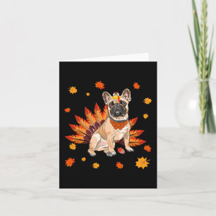 Franse Bulldog Frenchie Hond Esdoornblad Thanksgiv Kaart