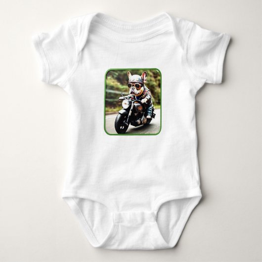 Franse Bulldog "Frenchie" Hond op Motorfiets Romper (Voorkant)