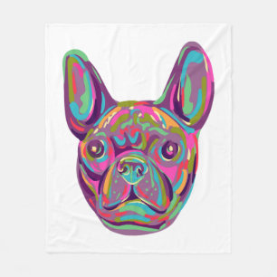 Franse Bulldog Frenchie hoofd Pop art stijl Fleece Deken