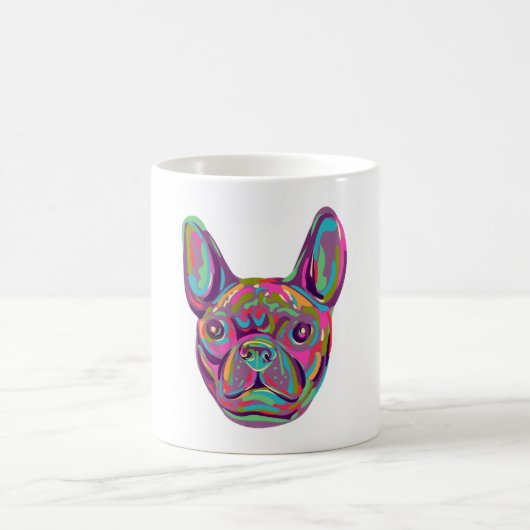 Franse Bulldog Frenchie hoofd Pop art stijl Koffiemok (Center)