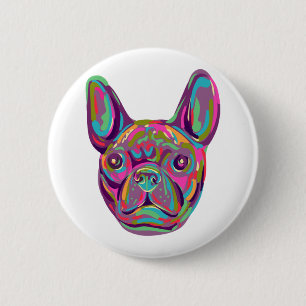 Franse Bulldog Frenchie hoofd Pop art stijl Ronde Button 5,7 Cm