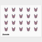Franse Bulldog Frenchie hoofd Pop art stijl Ronde Sticker (Vel)
