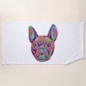 Franse Bulldog Frenchie hoofd Pop art stijl Strandlaken (Voorkant)