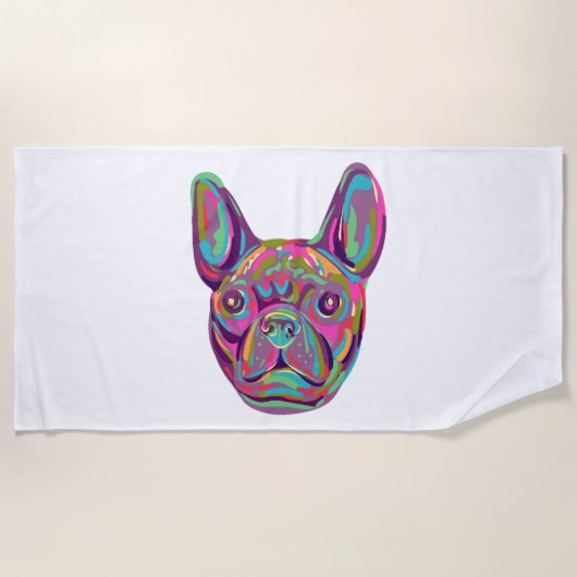Franse Bulldog Frenchie hoofd Pop art stijl Strandlaken (Voorkant)