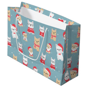 Franse Bulldog Frenchie Kerstpatroon Groot Cadeauzakje