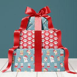 Franse Bulldog Frenchie Kerstpatroon Inpakpapier Vel