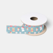 Franse Bulldog Frenchie Kerstpatroon Satijnen Lint (Spoel)