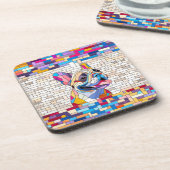 Franse Bulldog - Frenchie - kleurrijk mozaïek Bier Onderzetter (Linkerzijde)