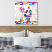 Franse Bulldog - Frenchie - kleurrijk mozaïek Canvas Afdruk (Insitu (Slaapkamer))